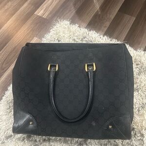 Gucci Vintage Monogram Elegant Black Tote Bag